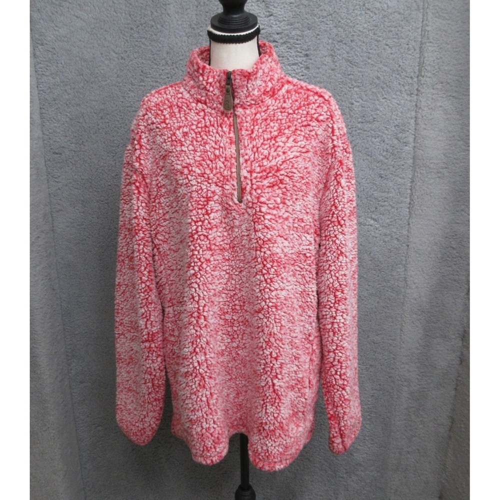 Sherpa Fleece Quarter Zip Women XL Pink Teddy Pullover Cozy Softgirl Cabincore